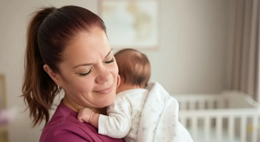 Doula settling a baby to sleep